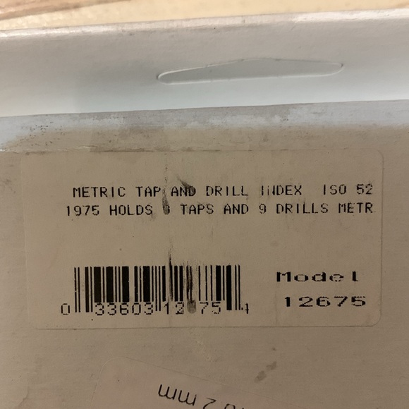 Huot 12675 Tap and Drill bit Index for metric Tap - Picture 6 of 6